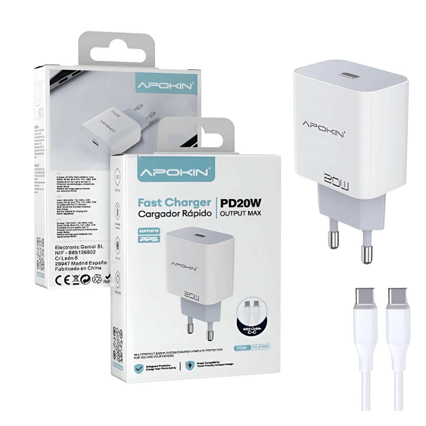 USB-C 20W 3.0A Caricabatterie per cavo Tipo C