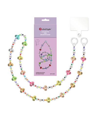 Laccetto con charms e aggancio in metallo per smartphone
