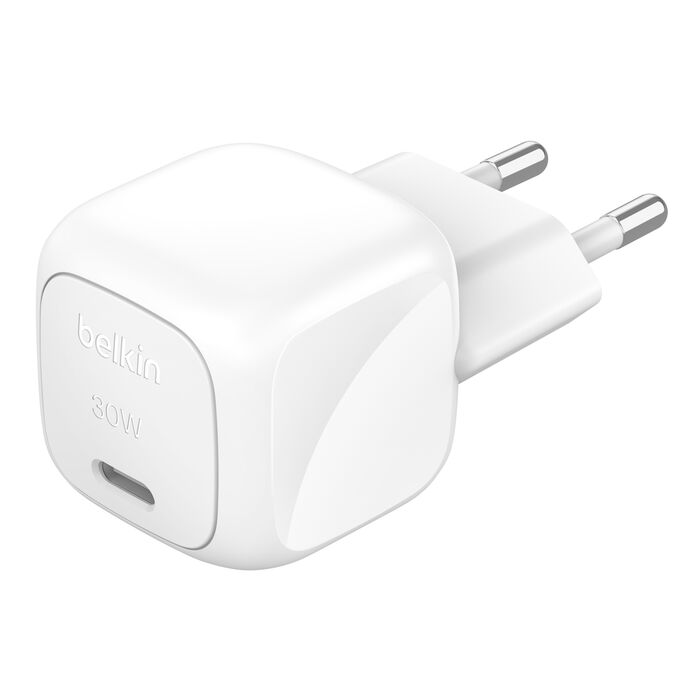 Belkin BoostCharge Caricabatteria da parete Compatto da 30W, Caricatore USB-C PD rapido da viaggio per Apple
